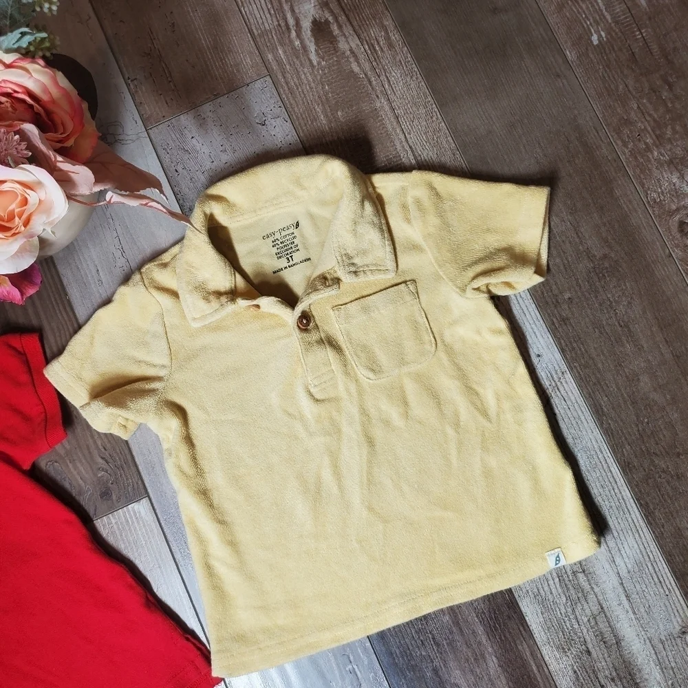 Toddler Boy Short Sleeve Polo Shirt Bundle Size 3T Easy Peasy & Garanimals EUC